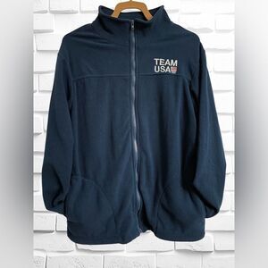 Team USA Unisex Adult’s Large Navy Blue Fleece Full Zip Olympic Jacket Gorpcore